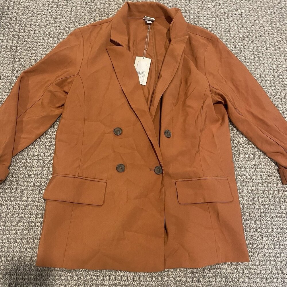 Women's Brown Double-Breasted Blazer